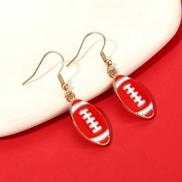 Women Beaded Football Necklace Layered Link Chain Sports Team Jewelry Gift - Picture 5 of 6